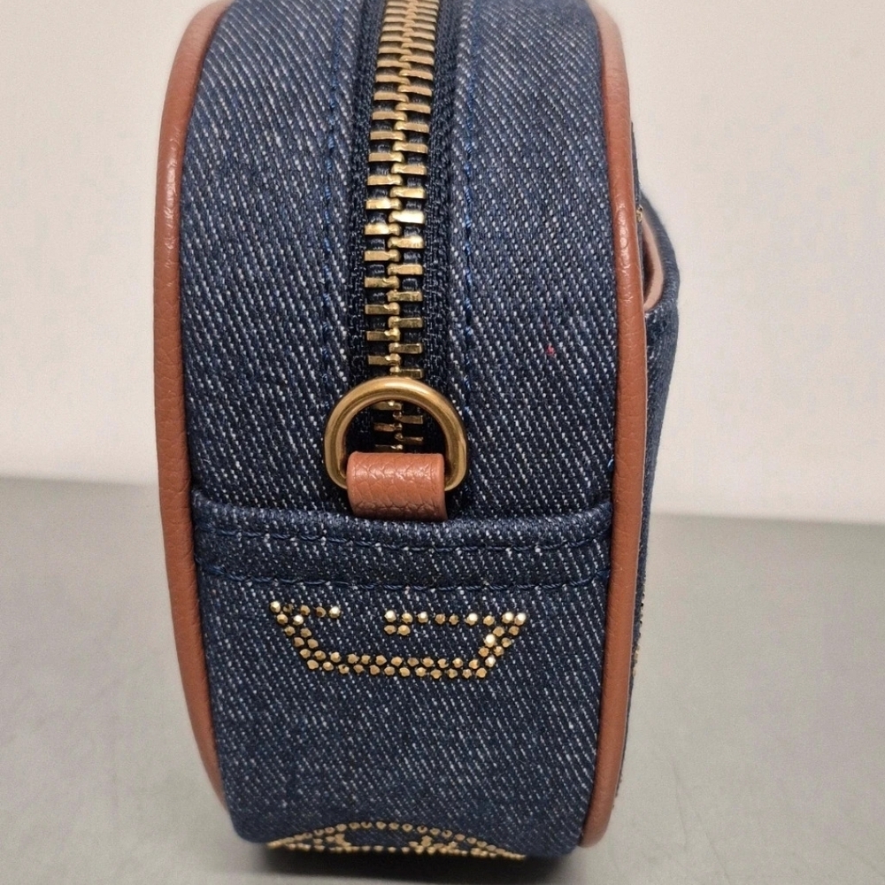 NWT Kurt GEIGER Denim Crossbody Bag with Gold Stud Accents - Picture 3 of 7